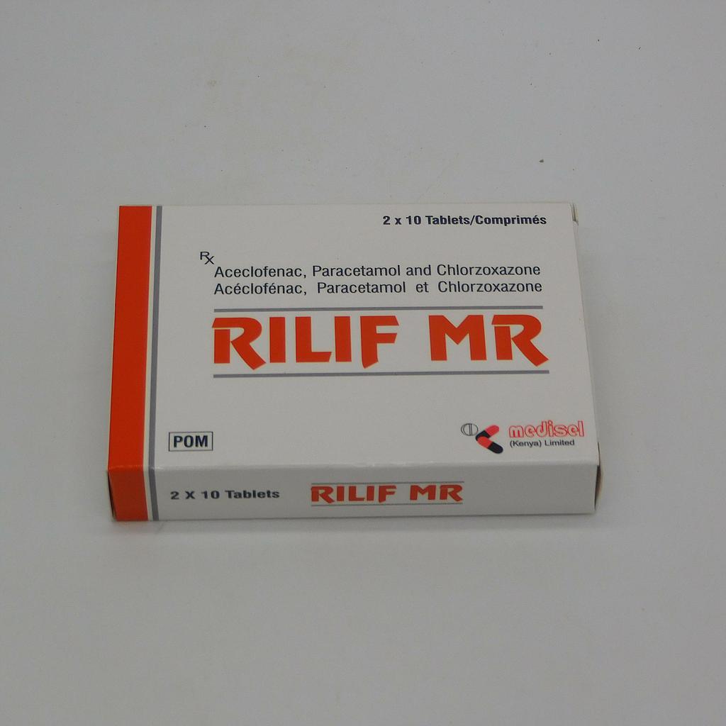 Aceclofenac/Paracetamol/Chlorzoxazone Tablets 100mg/500mg/375mg (Rilif MR)