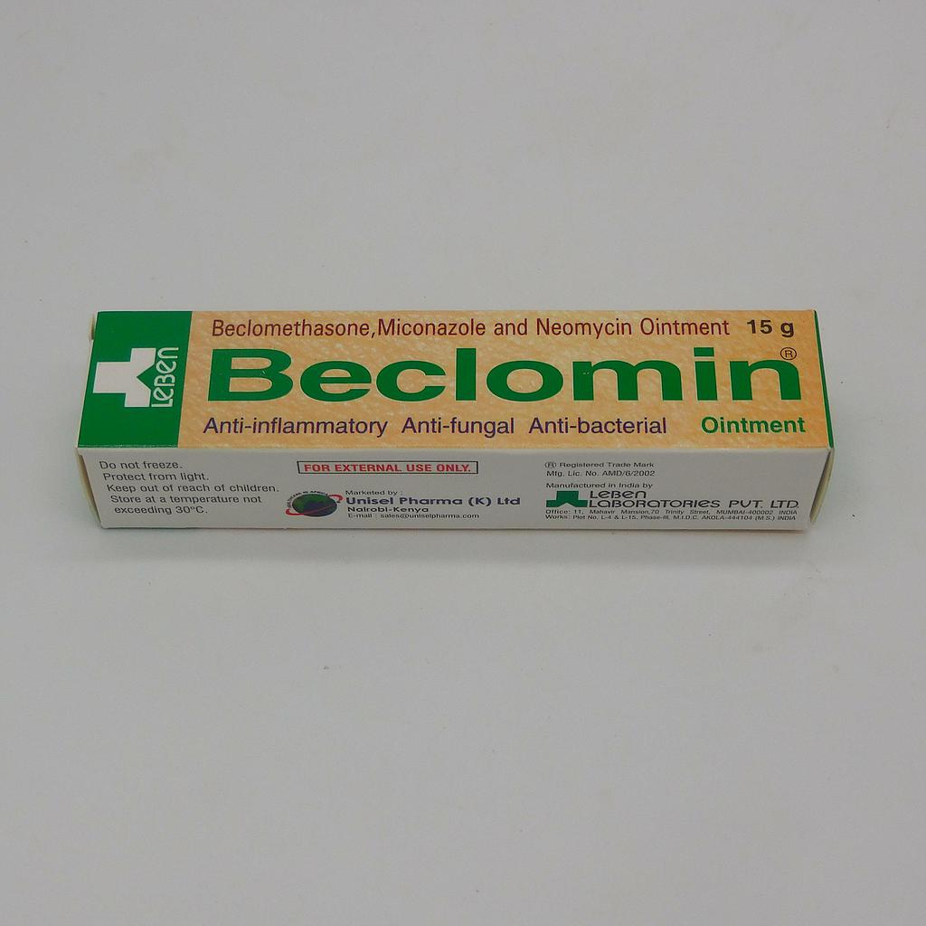 Beclometasone/Miconazole/Neomycin Ointment 15g 0.025%/2%/0.5%w/w (Beclomin)
