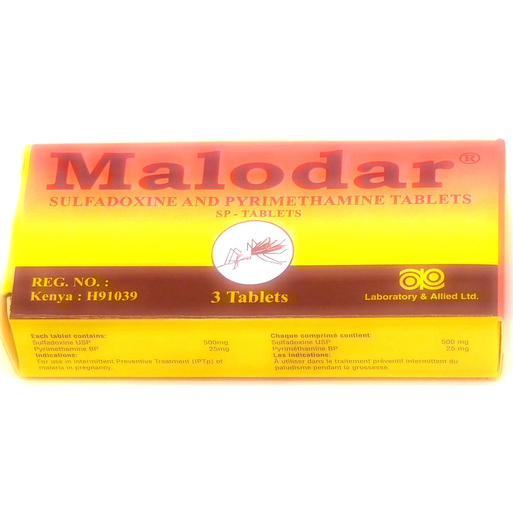 Sulfadoxine 500mg/Pyrimethamine 25mg Tablets (Malodar)
