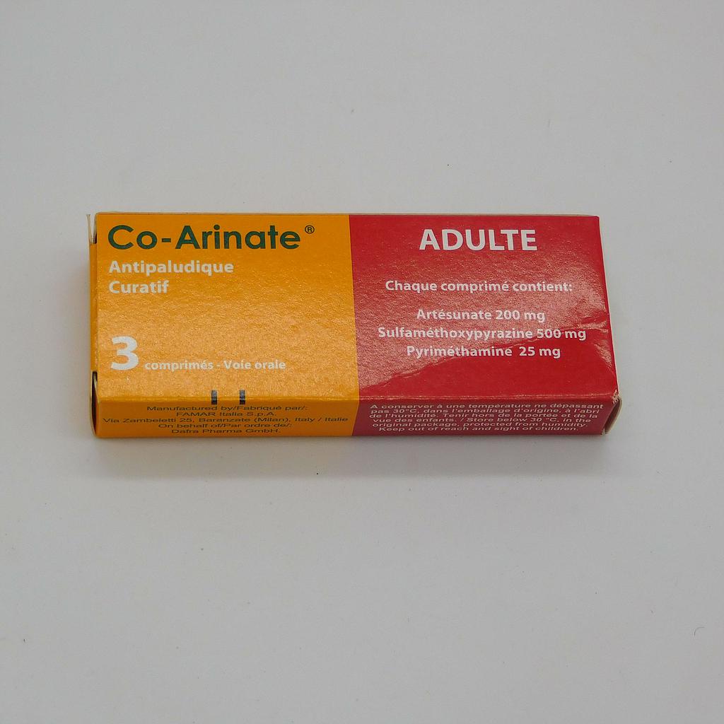 Artesunate 200mg / Sulfamethoxypyrazine 500mg / Pyrimethmine 25mg Tablets (Co-Arinate Adult)