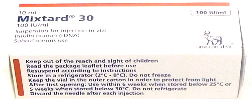 Human Insulin Injection 3.5mg/ml Vial 10ml (Mixtard 30)