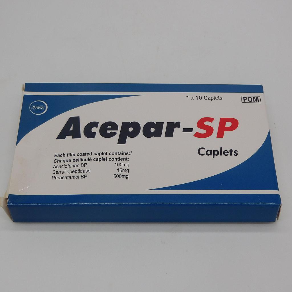 Aceclofenac / Paracetamol / Serratiopeptidase 100mg/500mg/15mg (Acepar-SP)