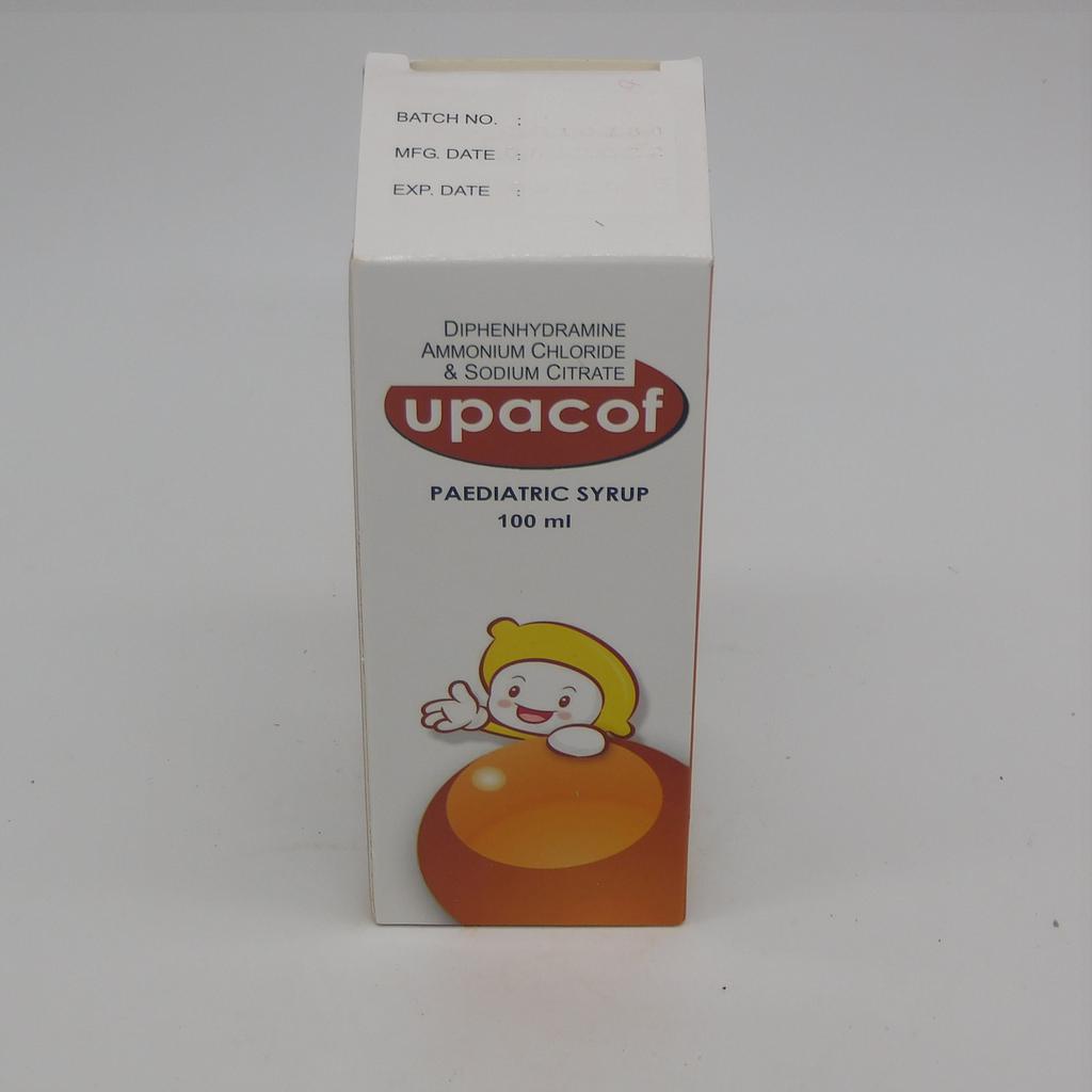 Diphenhydramine HCl 6.25mg/5ml Ammonium Chloride 60mg/5ml Sodium Citrate 25mg/5ml Menthol 0.5mg/5ml (Upacof Paediatric)