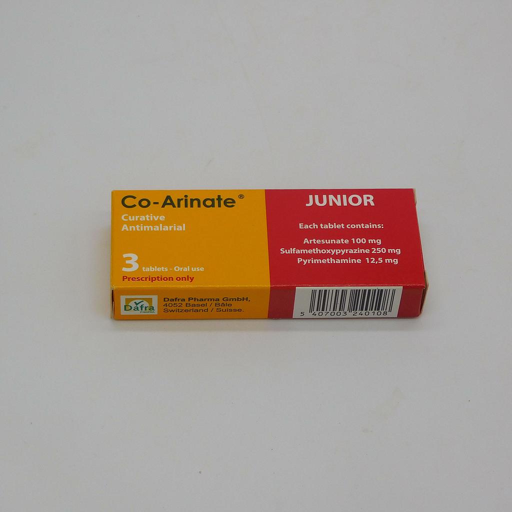 Artesunate/Sulfamethoxypyrazine/Pyrimethmine 100mg/250mg/12.5mg Tablets (Co-Arinate Junior)