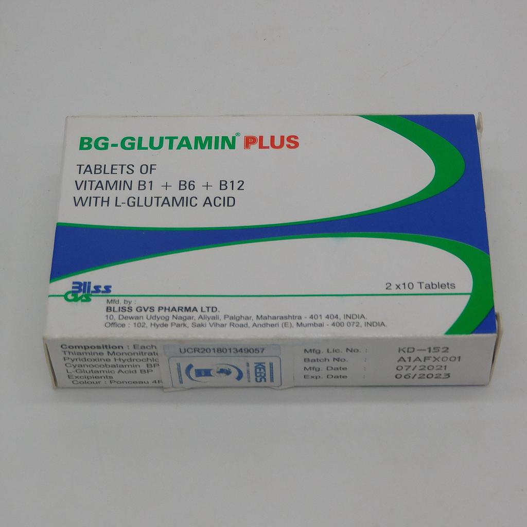 Vitamin B1 100mg, B6 50mg, B12 100mg, L-Glutamic Acid 500mg Tablets (BG-Glutamin-Plus)
