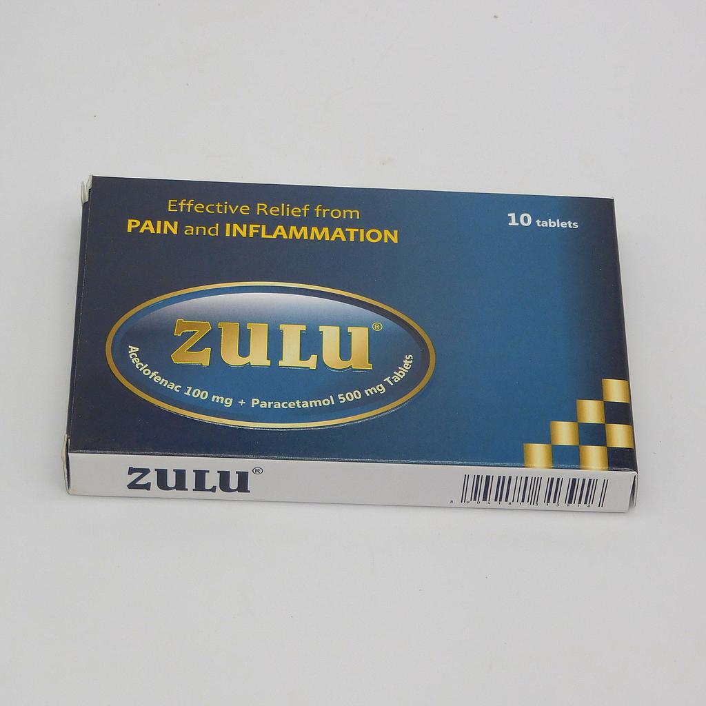 Aceclofenac/Paracetamol 100/500mg Tablets (Zulu)