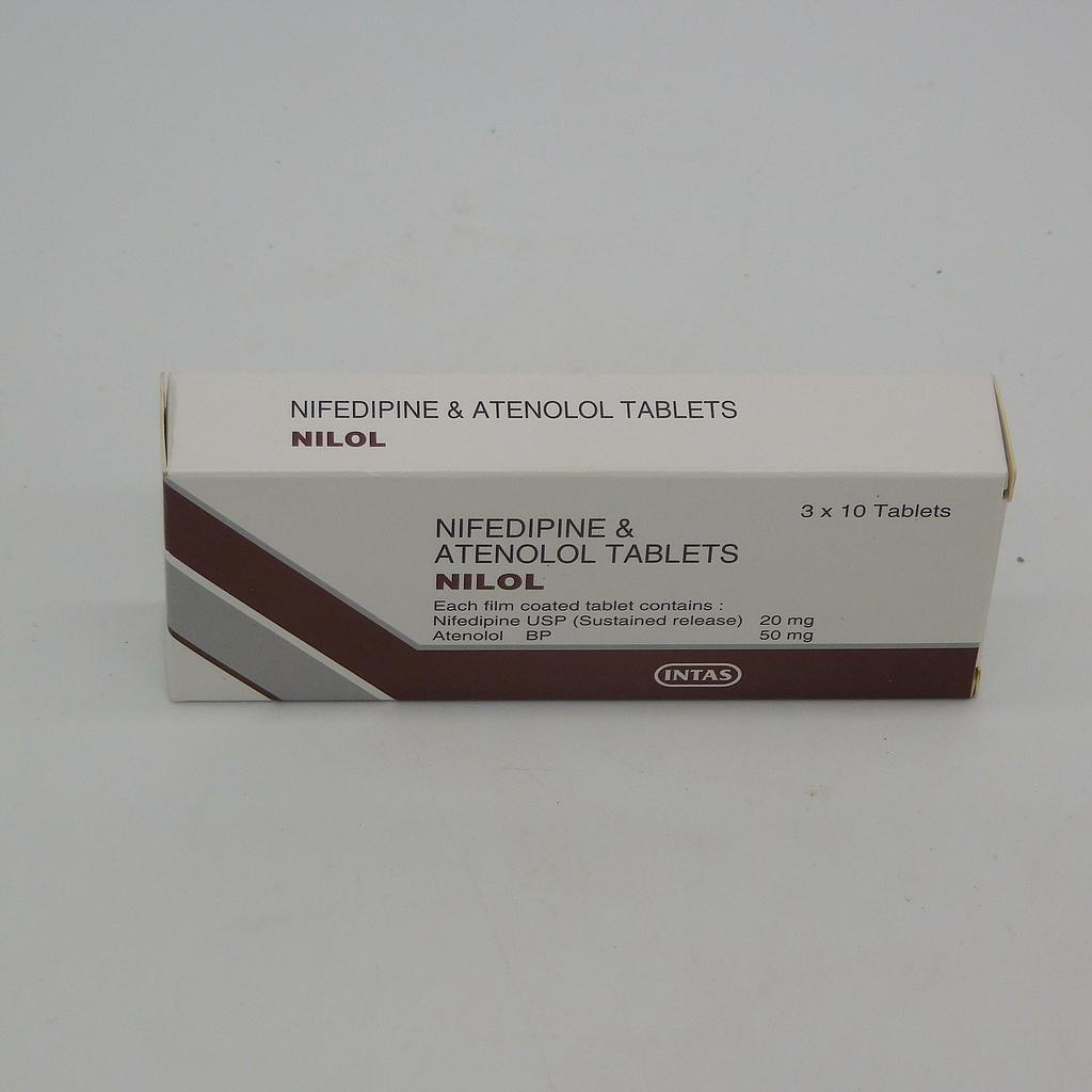Nifedipine 20mg/Atenolol 50mg Tablets (Nilol)