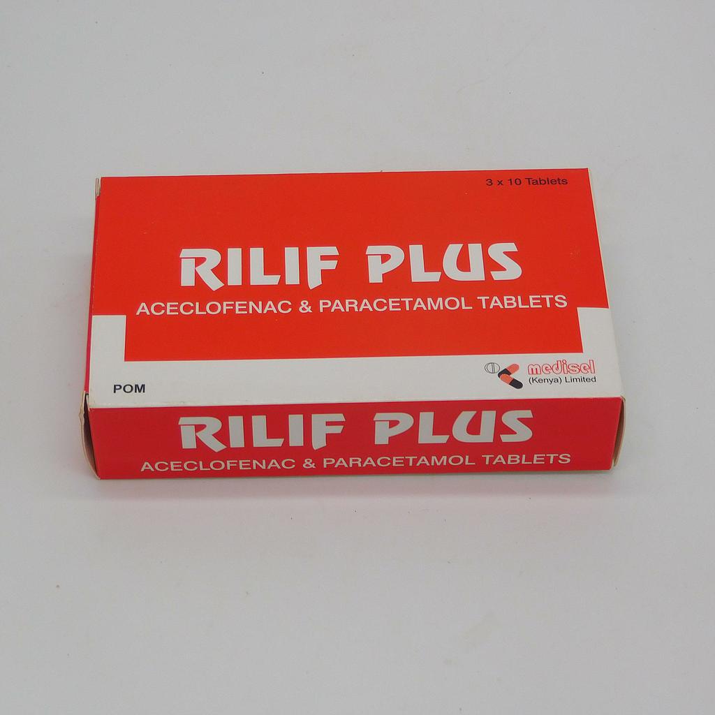 Aceclofenac/Paracetamol 100/500mg Tablets (Rilif Plus)
