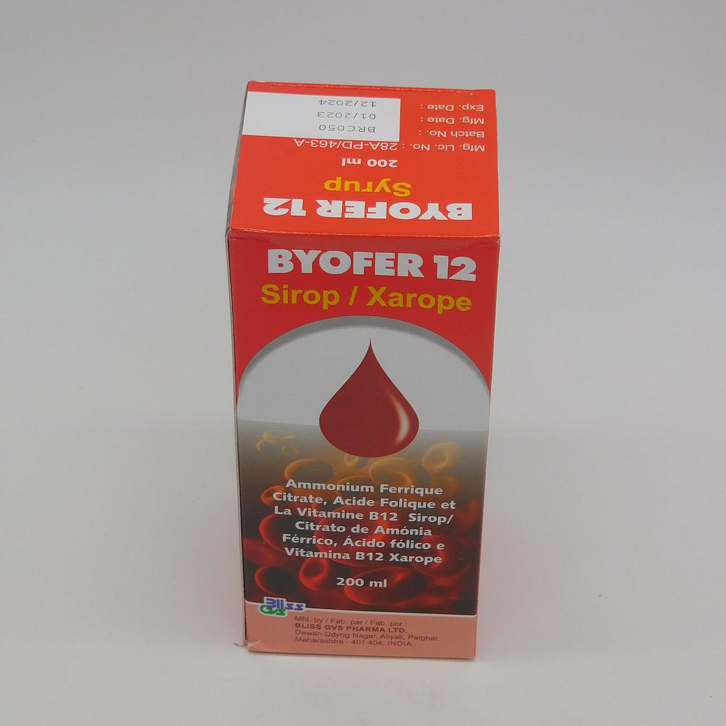 Ferric Ammonium Citrate, Vitamin B12, Folic Acid 200ml (Byofer 12)