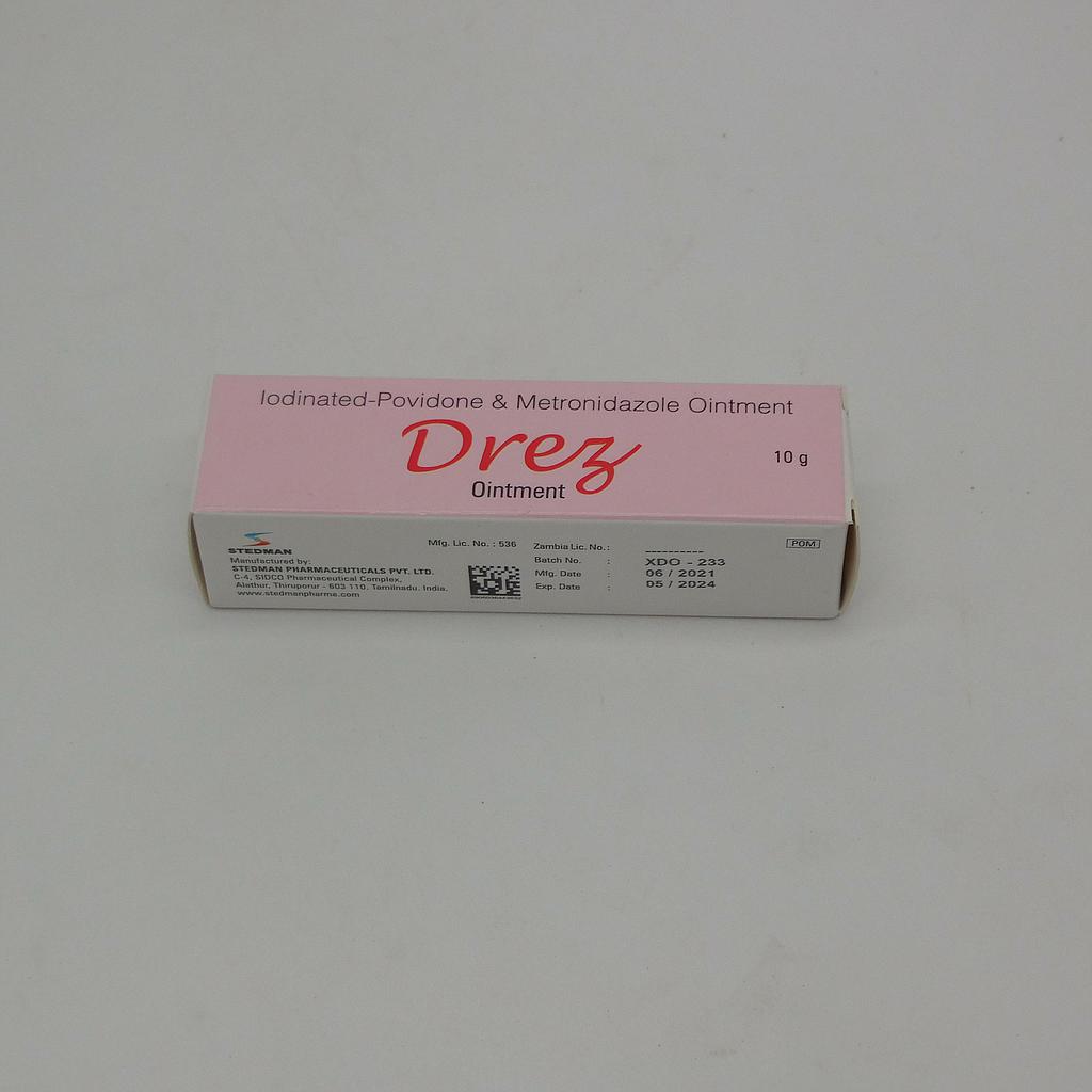 Iodinated-Povidine and Metronidazole 10g Ointment (Drez)