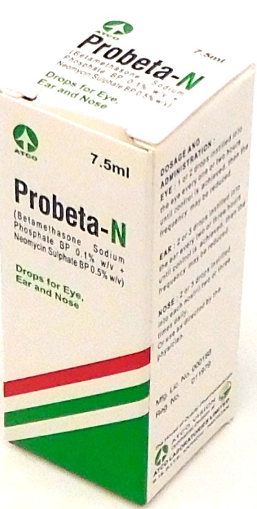 Betamethasone/Neomycin Drops 7.5ml, 0.1%/0.5%w/v (Probeta N)