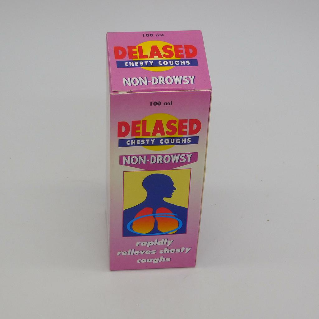 Guaifenesin 100mg/5ml Menthol 1.1mg/5ml Syrup 100ml (Delased Chesty Non-Drowsy)