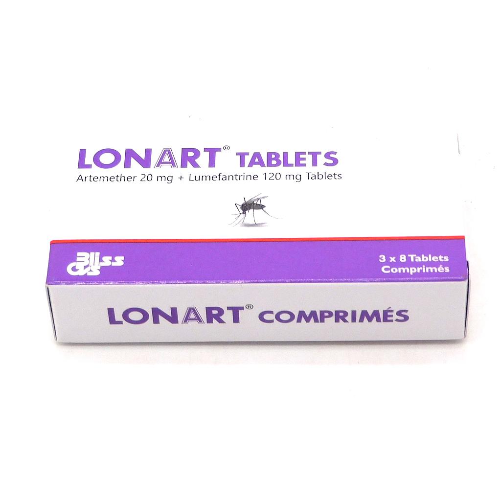 Artemether 20mg/Lumefantrine 120mg Tablets (Lonart)