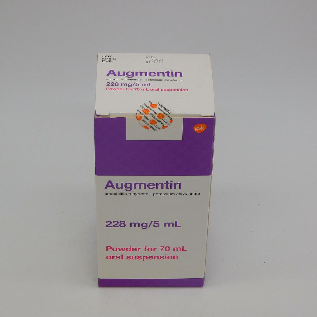 Amoxicillin/Clavulanate Potassium 228mg/5ml Suspension 70ml (Augmentin)