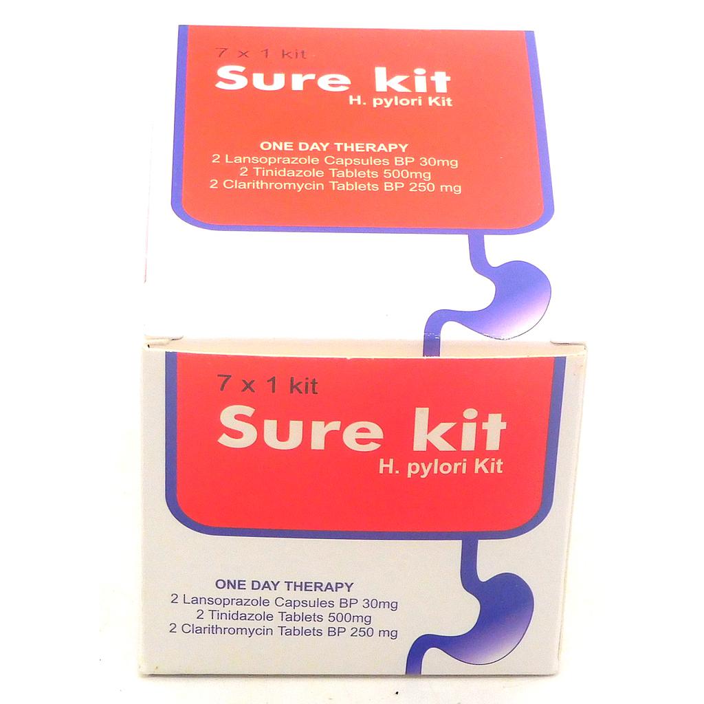 Lansoprazole/Tinidazole/Clarithromycin 30mg/500mg/250mg H.Pylori Kit (Sure Kit)