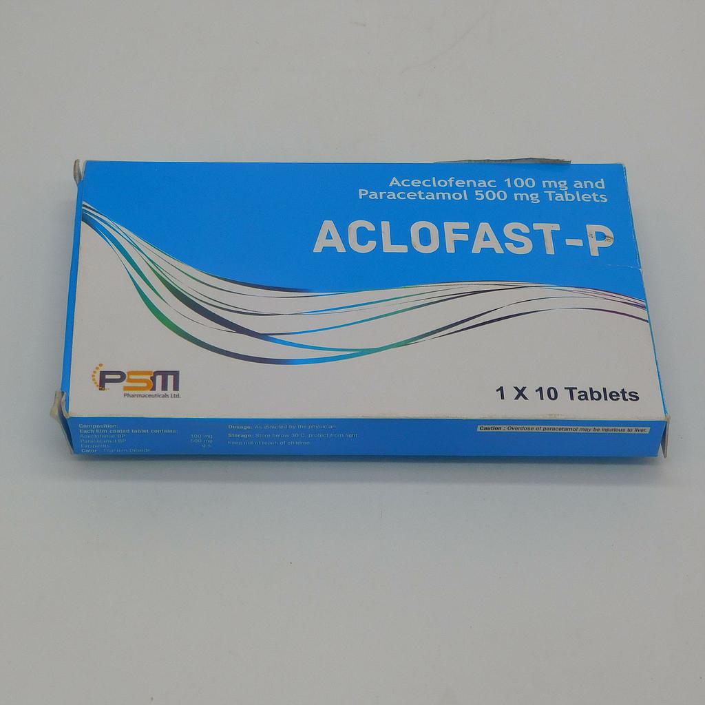 Aceclofenac/Paracetamol 100/500mg Tablets (Aclofast-P)