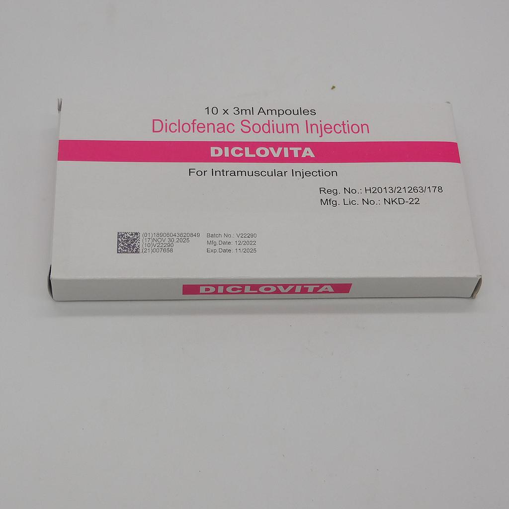 Diclofenac Injection 75mg/3ml (Diclovita)