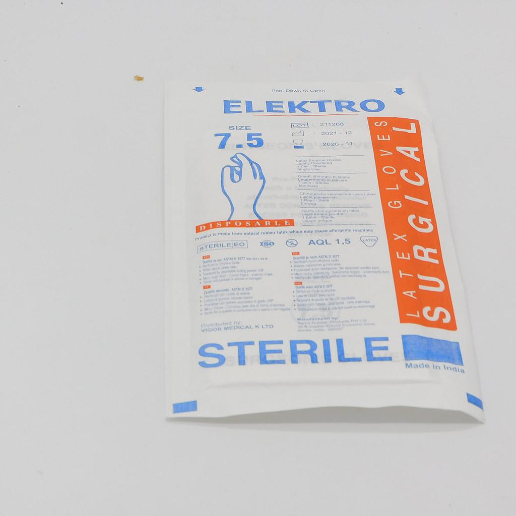 Surgical Sterile Gloves 7.5 inch Pair (Elektro) 