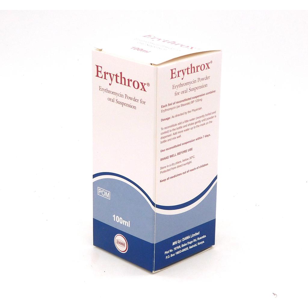 Erythromycin 125mg/5ml Dry Suspension 100ml (Erythrox)