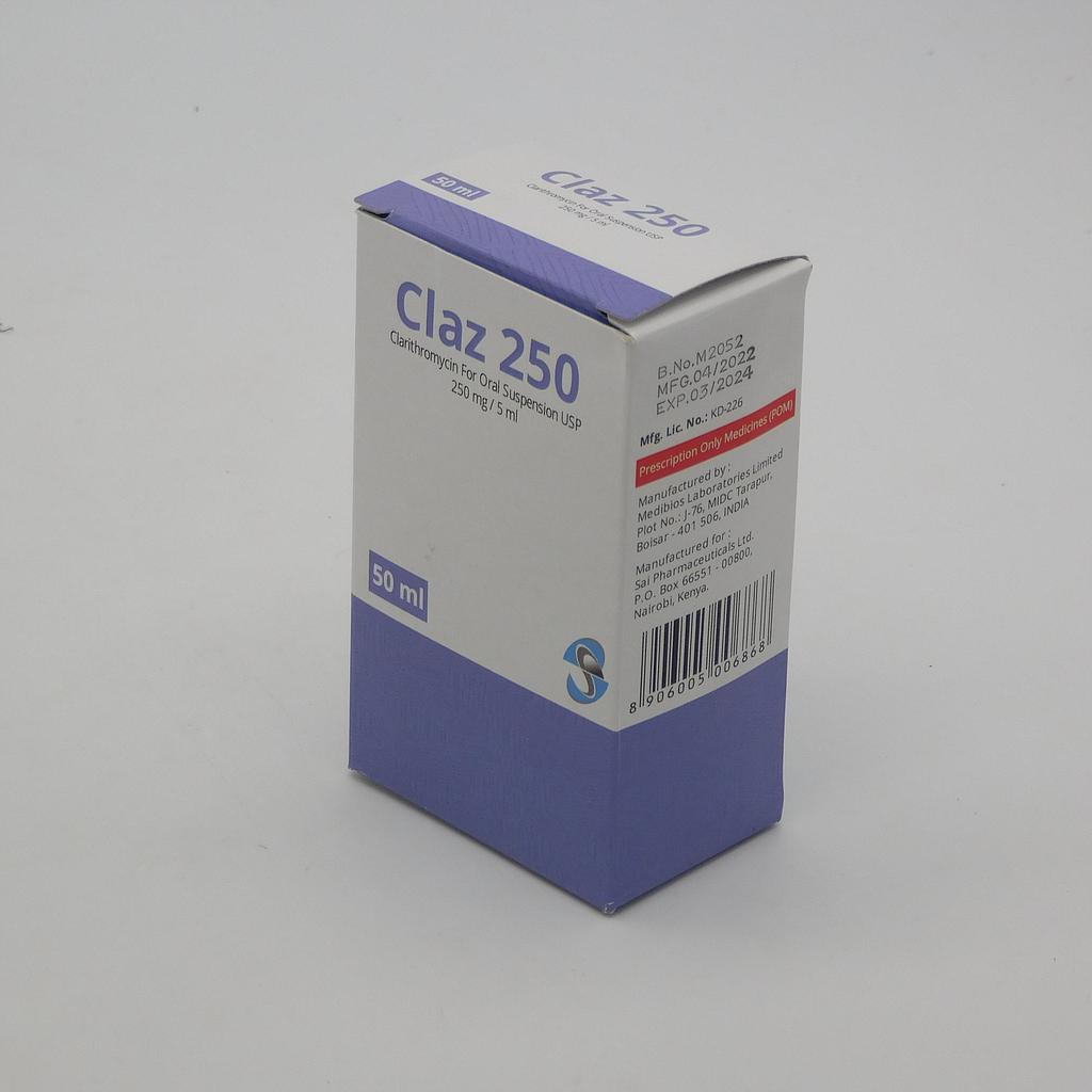 Clarithromycin 250mg/5ml 50ml Suspension (Claz-250)