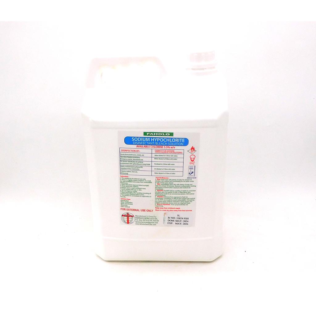 Sodium Hypochlorite 3.5% w/v 5 Litres (Faholo)