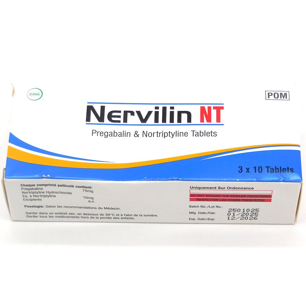 Pregabalin &amp; Nortriptyline 75/10mg Tablets (Nervilin NT)