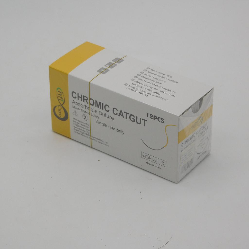 Catgut Surgical Sutures 40mm with Single Needle 75cm Size 2/0 Reverse Cutting (nfi Care)