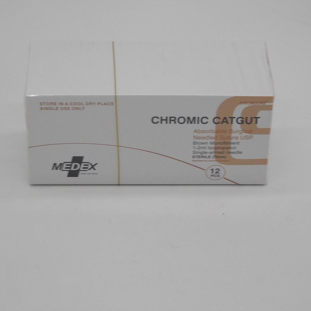 Catgut Surgical Sutures 40mm with Single Needle 75cm Size 2/0 Reverse Cutting (Medex)