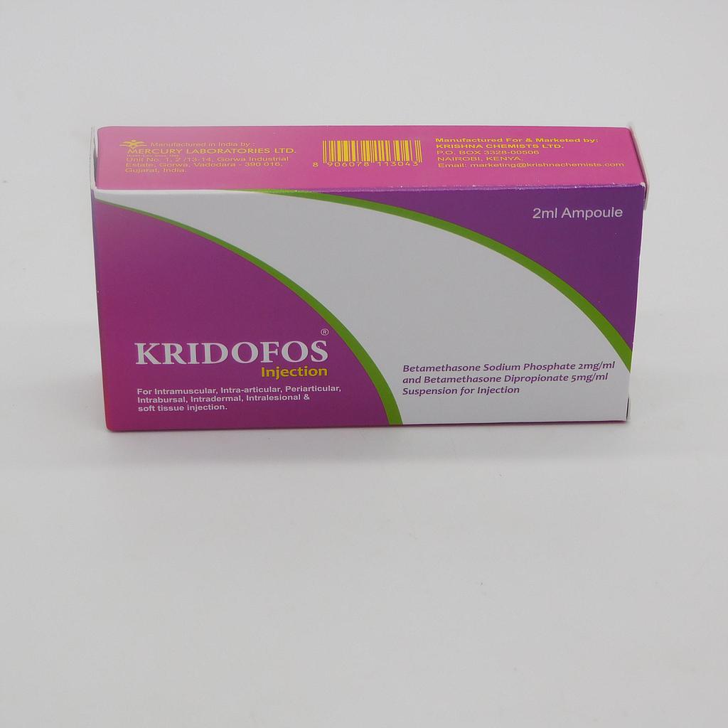Betamethasone Dipropionate/Sodium Phosphate 2/5mg/ml 2ml Injection Ampoule (Kridofos)