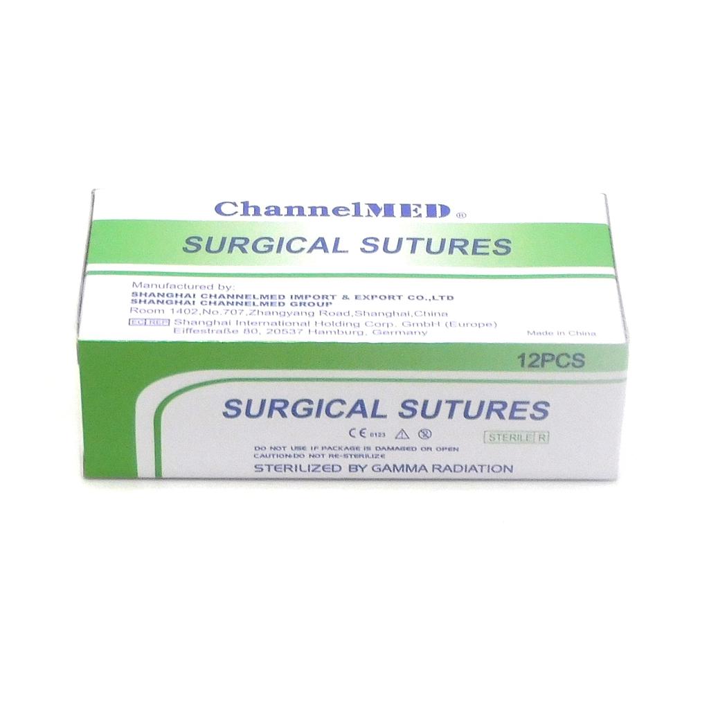 Nylon Surgical Sutures 40mm with Single Needle 75cm Size 2/0 Reverse Cutting (Channelmed) 