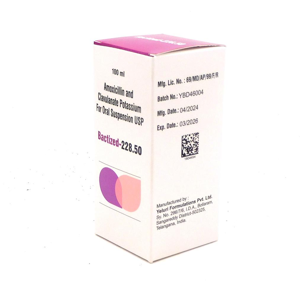 Amoxicillin/Clavulanate Potassium 228mg/5ml 100ml Syrup (Bactized)