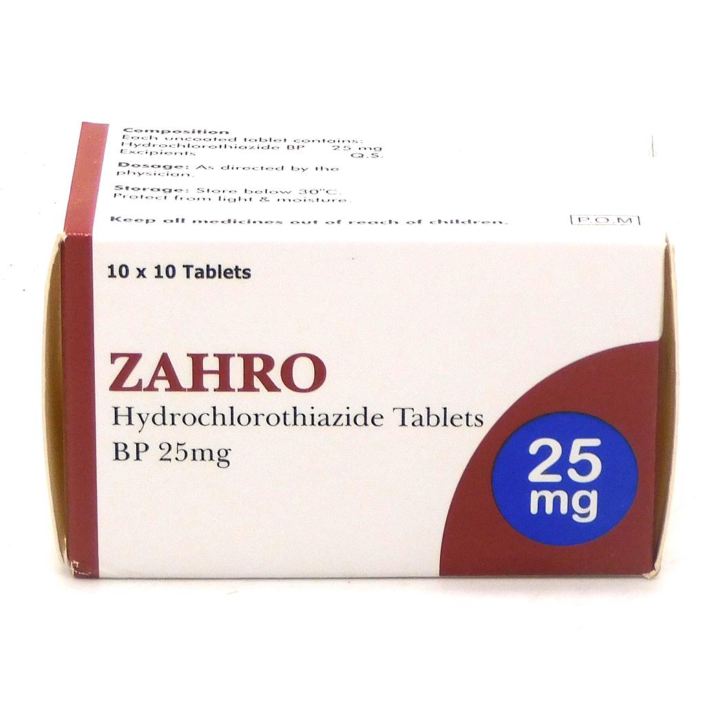 Hydrochlorothiazide 25mg Tablets (Zahro)