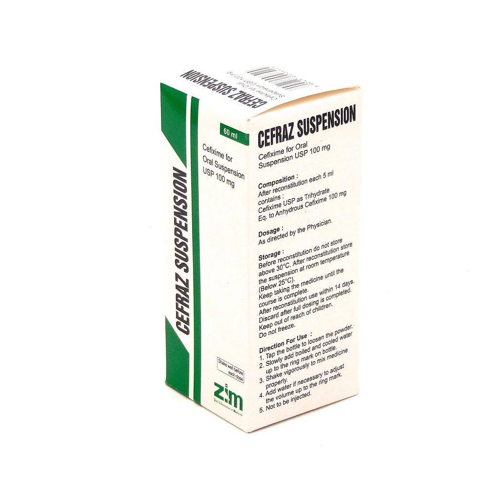 Cefixime 100mg/5ml Oral Suspension 60ml (Cefraz)
