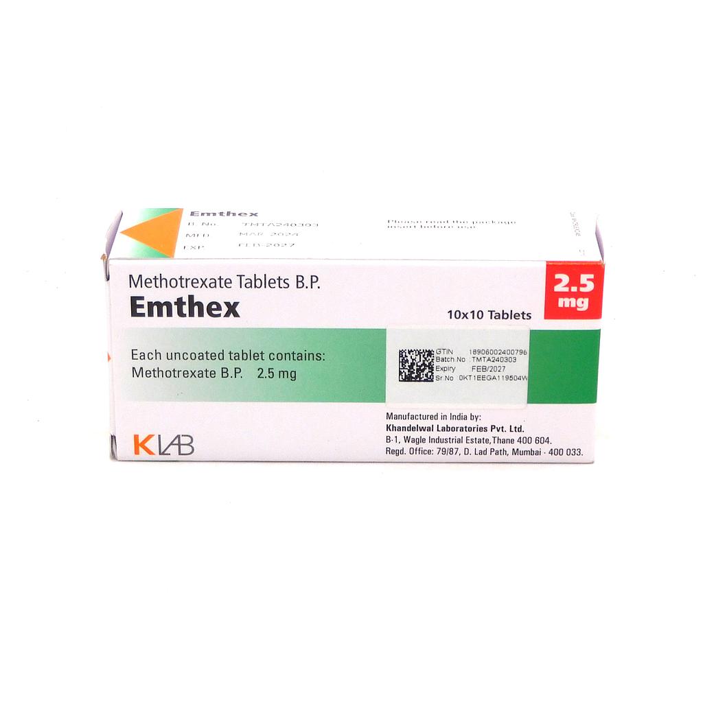 Methotrexate 2.5mg Tablets (Emthex)