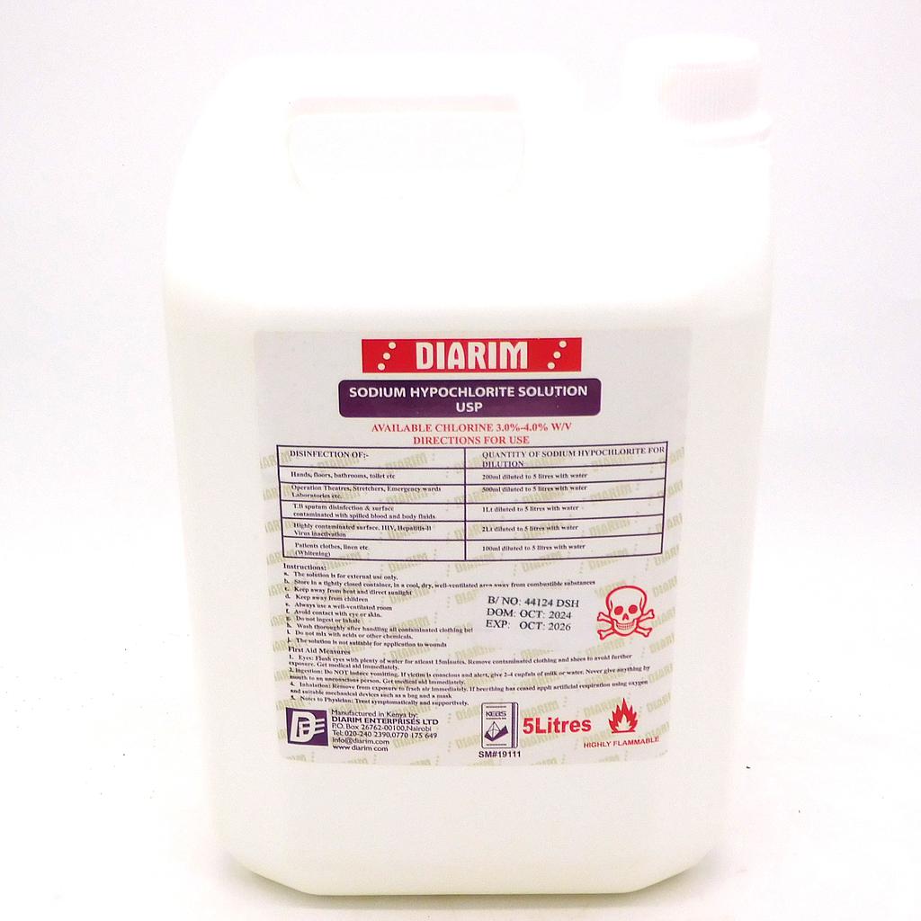 Sodium Hypochlorite 3.5% w/v 5 Litres (Diarim)