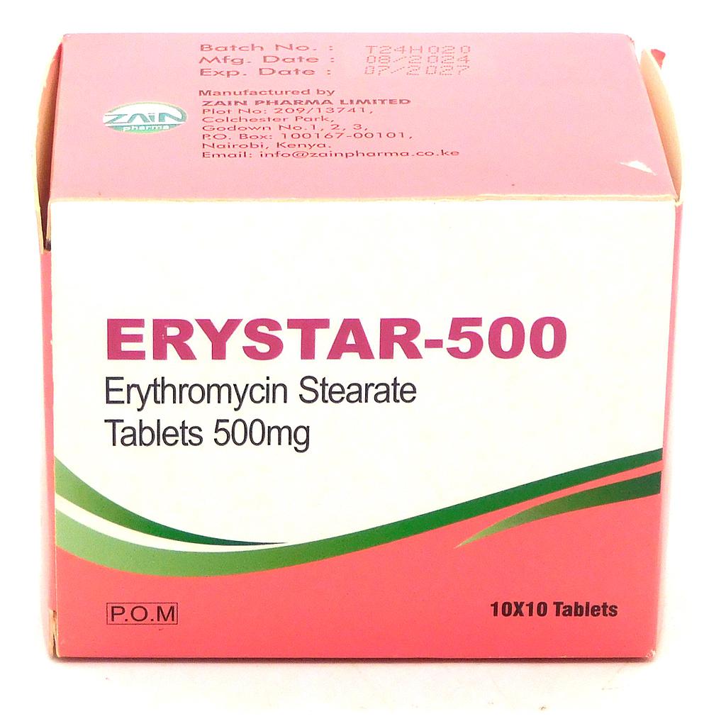 Erythromycin 500mg Tablets Blister (Erystar 500)