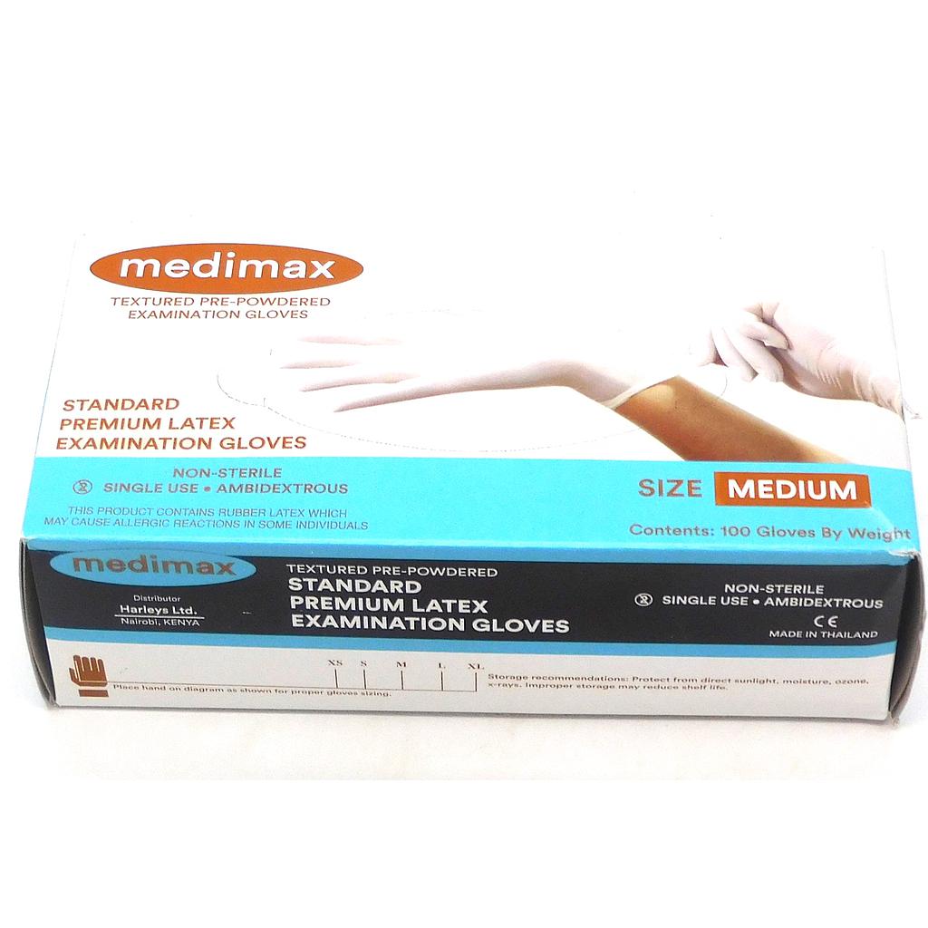Latex Examination Gloves Medium Box (Medimax)