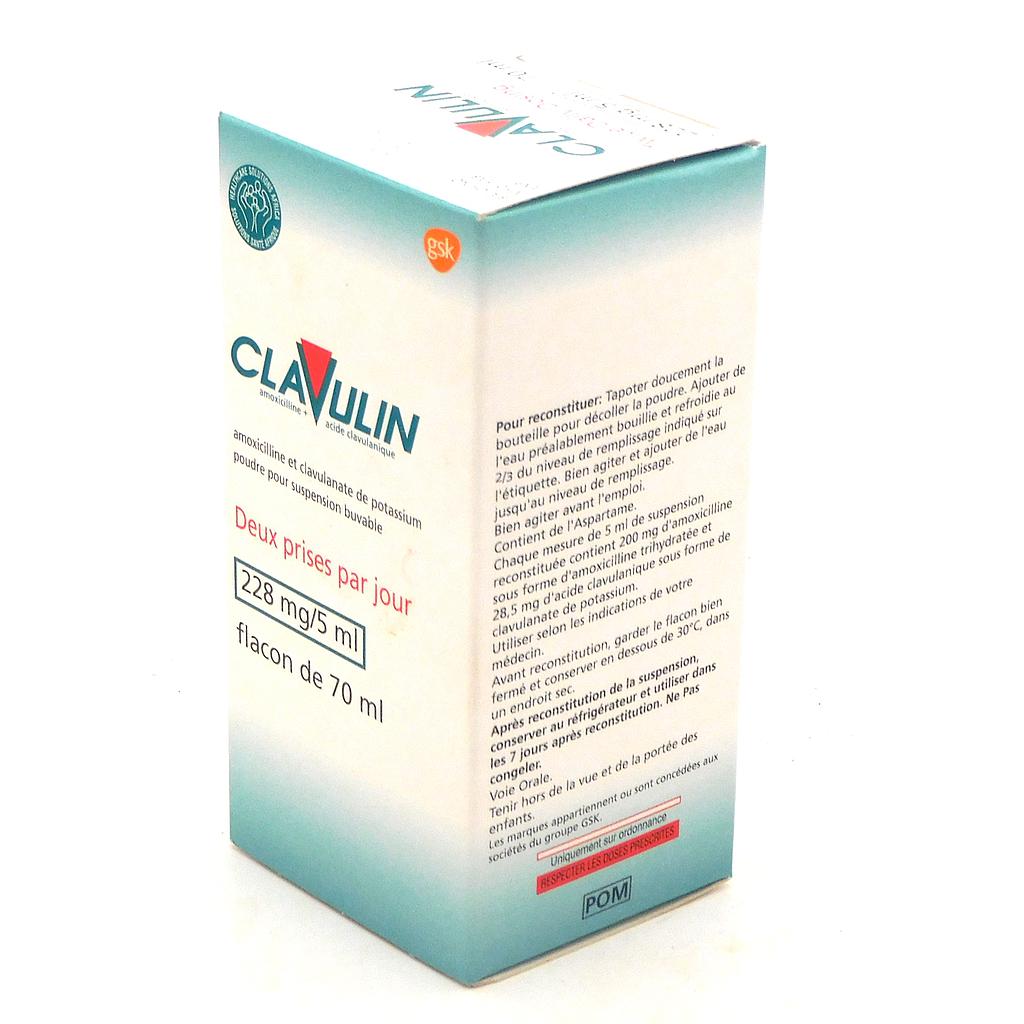 Amoxicillin/Clavulanate Potassium 228mg/5ml 70ml Syrup (Clavulin)