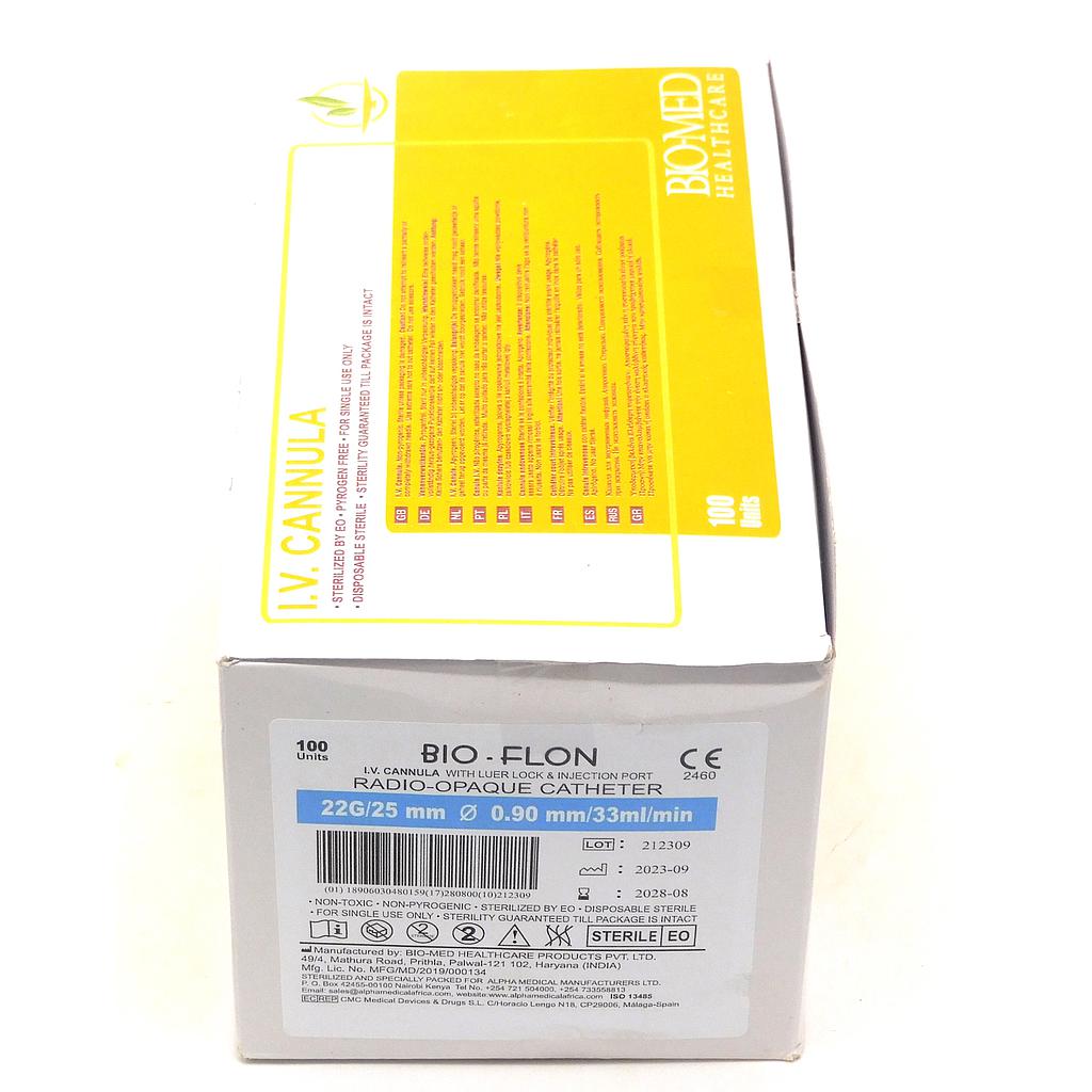 Cannula G22 - Blue (Bioflon)