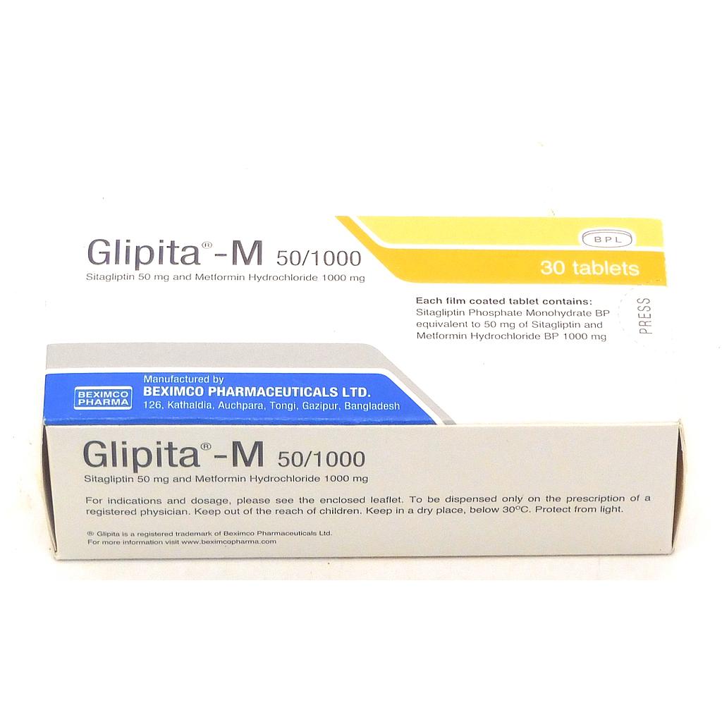 Sitagliptin/Metformin 50mg/1000mg Tablets (Glipita M)