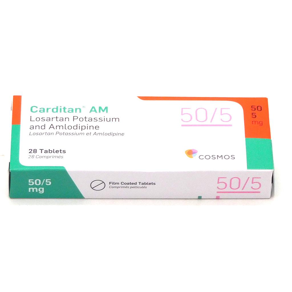 Losartan 50mg/Amlodipine 5mg Tablets (Carditan AM) 