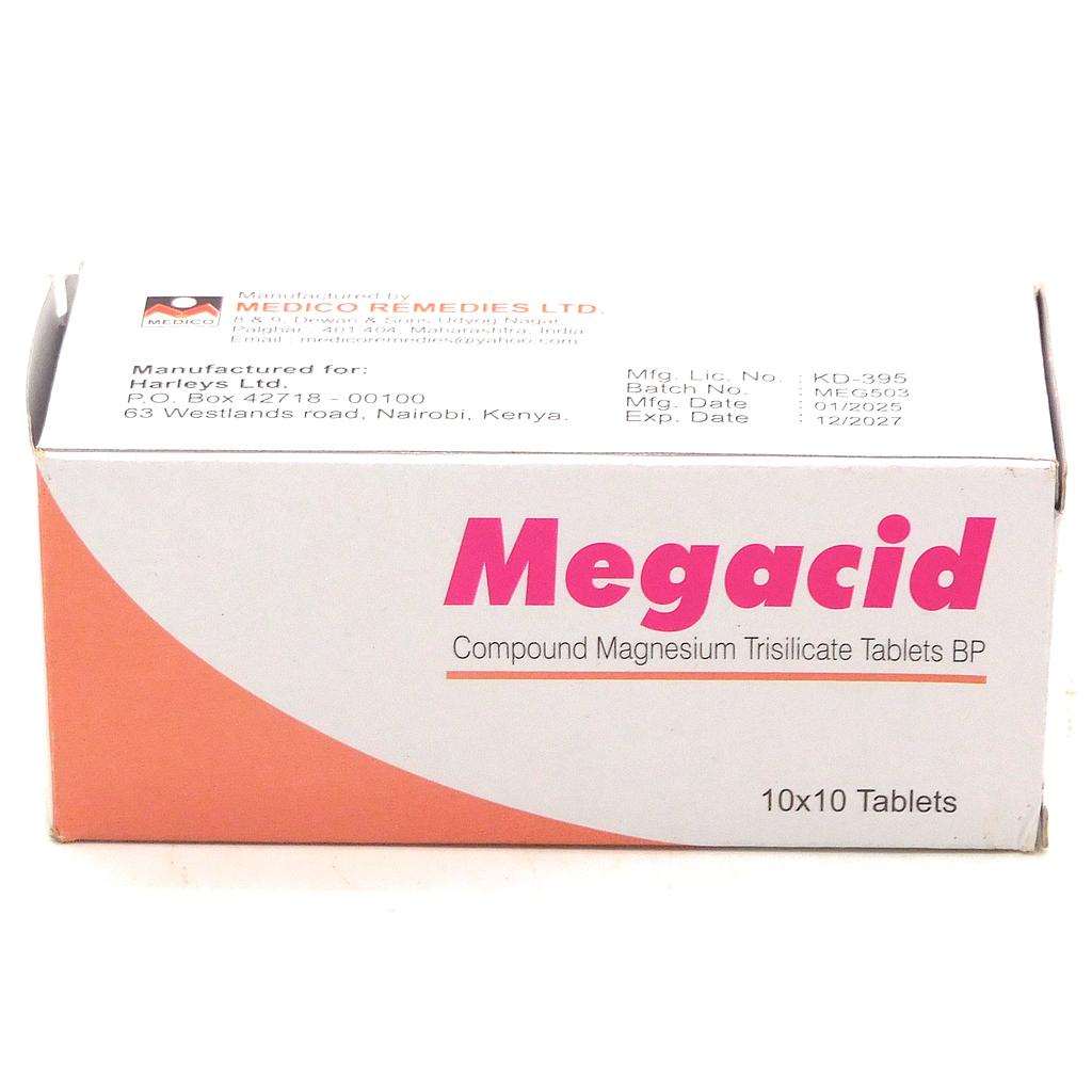 Magnesium Trisilicate/Aluminium Hydroxide Antacid Tablets Blister (Megacid)