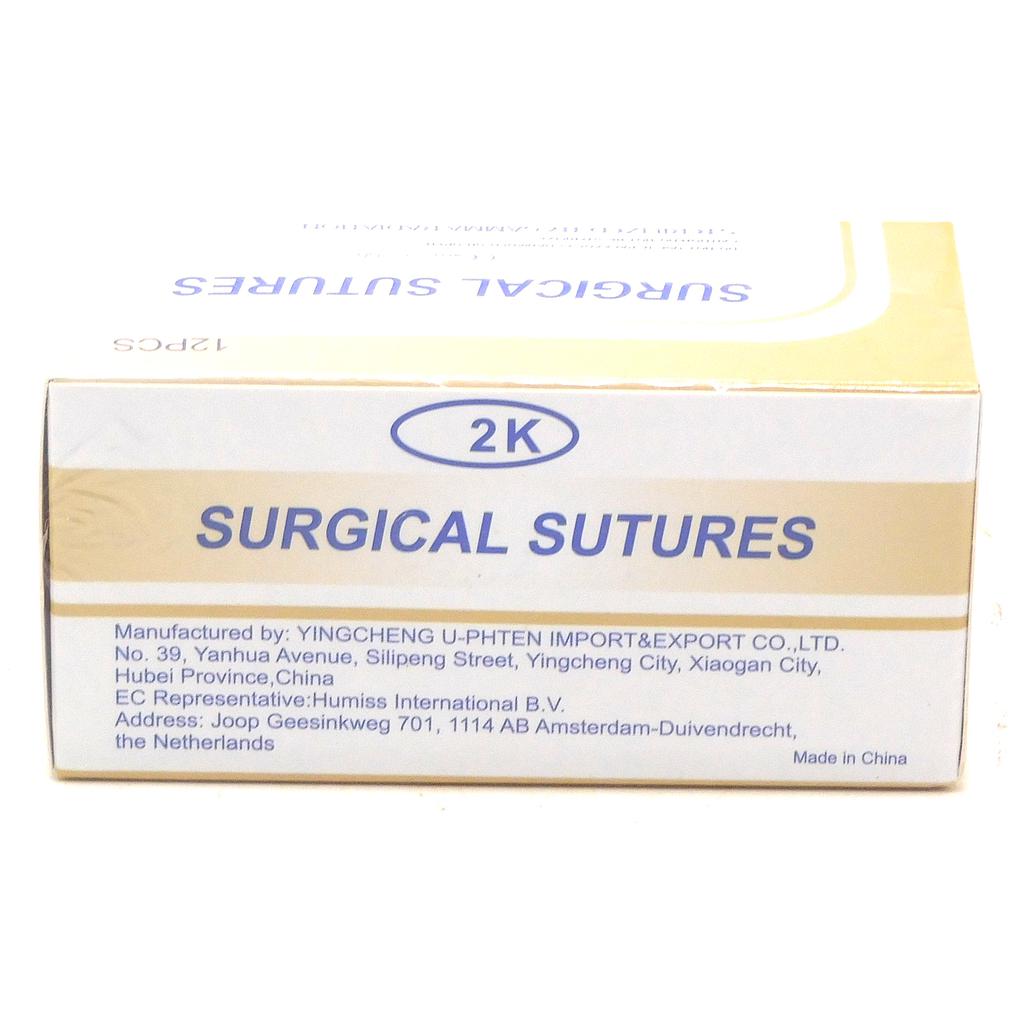 Catgut Surgical Sutures 40mm with Single Needle 75cm Size 2/0 Reverse Cutting (2K)