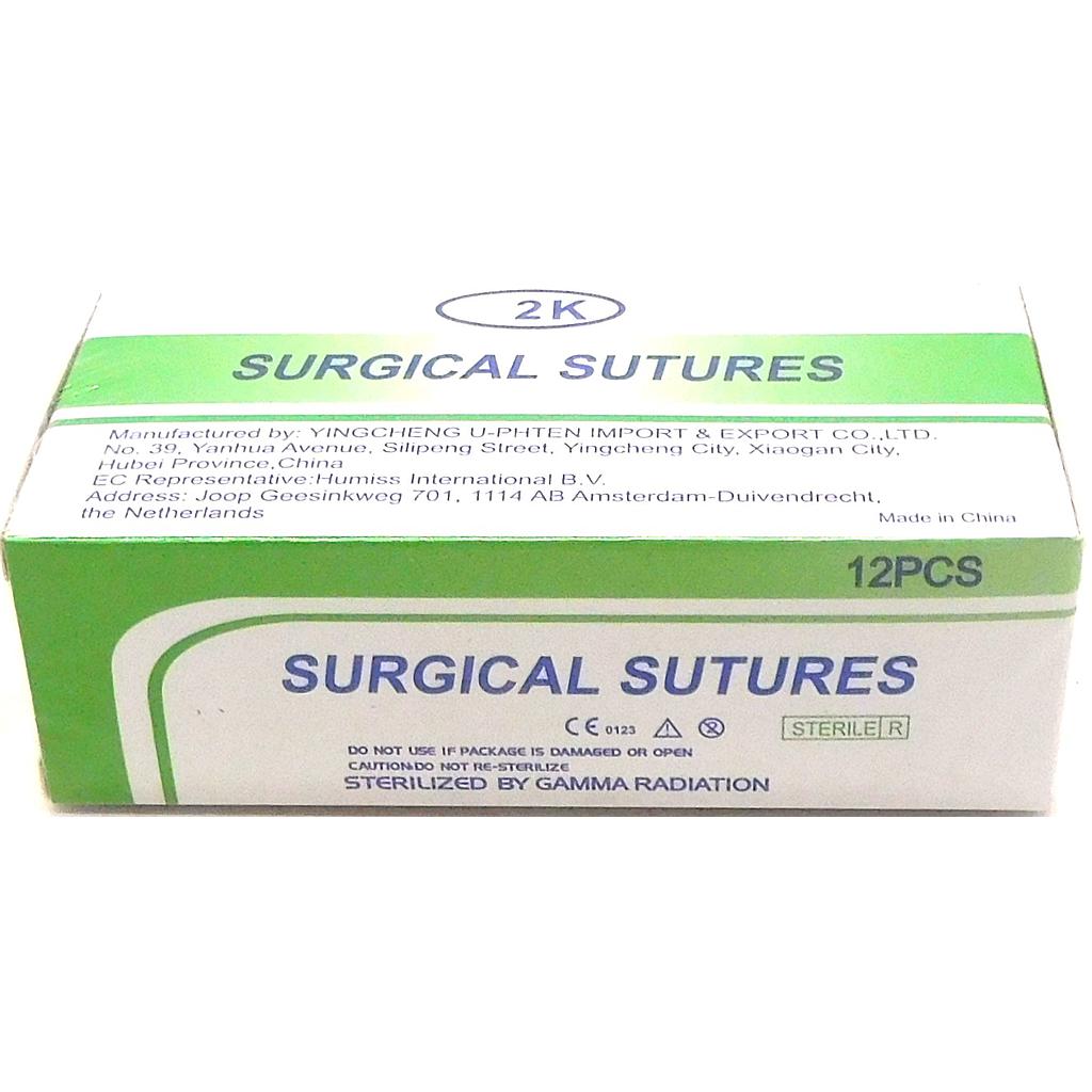 Nylon Surgical Sutures 40mm with Single Needle 75cm Size 2/0 Reverse Cutting (2K)