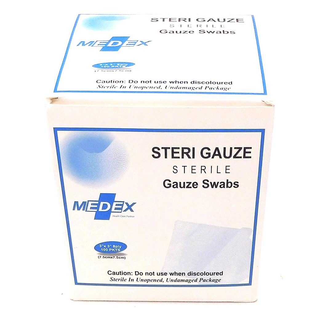 Sterile Gauze Swabs 3cm x 3cm (Medex)